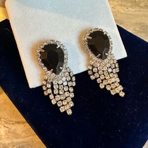 Vintage clip on earrings with rhinestones